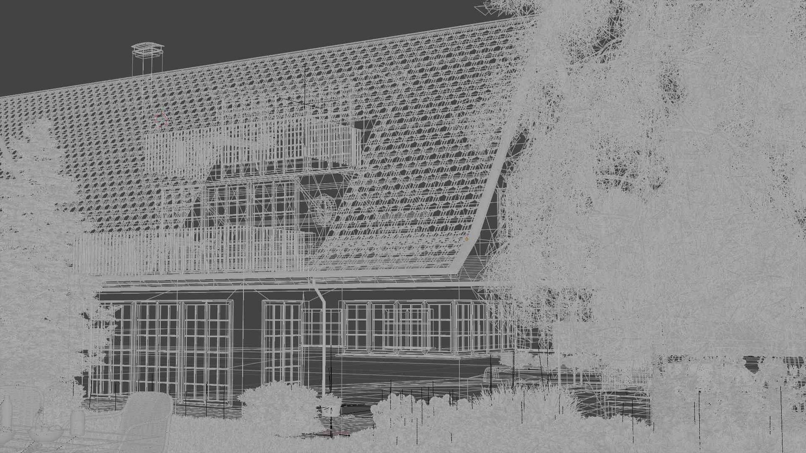 3D-Modell (Drahtgitter) – Architekturvisualisierung vorher